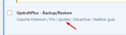 ajustes updraftplus